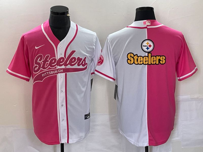 Men Pittsburgh Steelers Blank Pink white Co Branding Nike Game NFL Jersey style 2